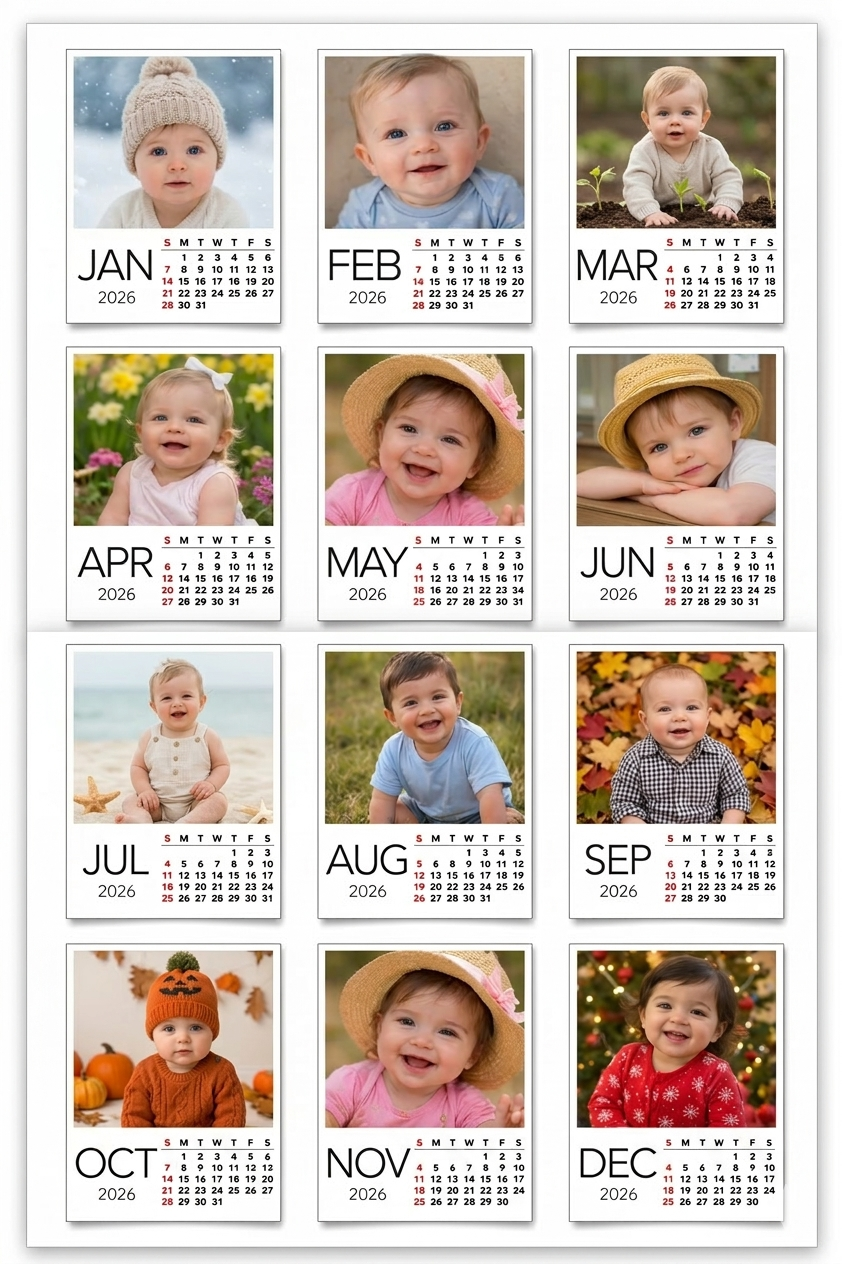 Custom Magnetic Calendar with Personalized Photos